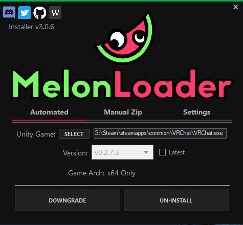 Интерфейс программы MelonLoader